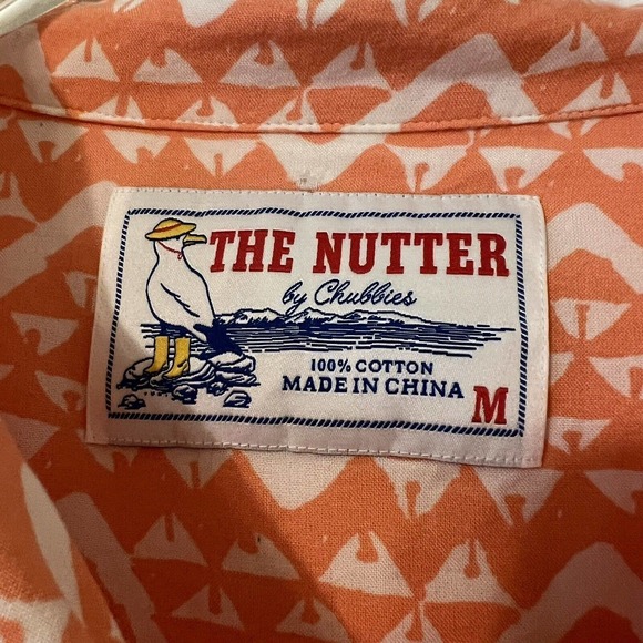 The Nutter by Chubbies Orange & White Patterned Button-Down Shirt - Size Medium - Picture 5 of 6